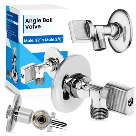Angle Valve Angle Ball Valve Stopcock Valve 1/2 AG x 3/8 AG Chrome-Plated Brass Water Connection Corrosion Resistant Durable Washing Machine Dishwasher Angle Regulating Valve Screw Cap