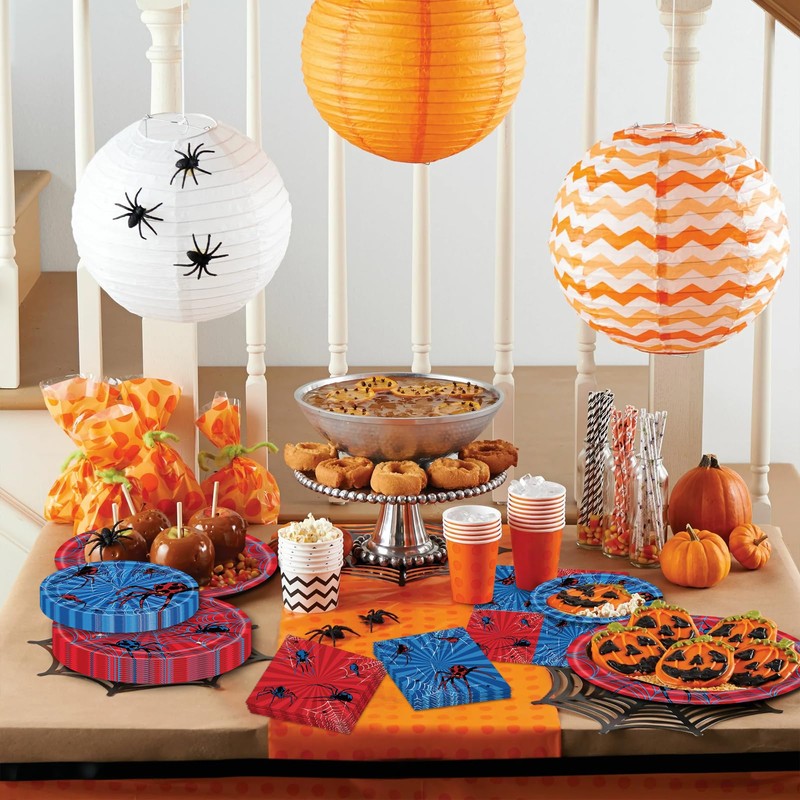 100 Pcs Spider Party Tableware Set – Disposable Red and