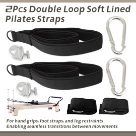 YIYANTO 2Pcs Pilates Loops Compatible with Tonal Machine Reformer Equipment, Pilates Straps for Smart Home Gymnasium, Double Loop Strap with D-Ring T Lock Adapter for Yoga Exercises Accessories