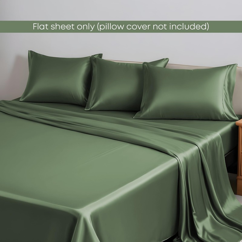 LINENWALAS Double Flat Sheet, 100% Bamboo Bedding Silk Sheet, Cool