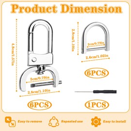 6 Pcs Detachable Snap Hook with 6 Pcs D Rings and 1 Pcs Screwdriver, 3 Color Purse Making Supplies, Swivel Snap Hook, Bag Hardware for Bag Making, DIY Purse Strap Replacement (Colorful)