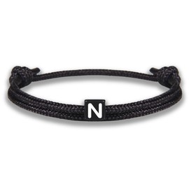 GD GOOD.designs Bracelet with Letters, Adjustable Partner Bracelet (14 cm - 25 cm) with Black Braided Rope, Polyester
