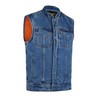 Leatherick Men's Heavy Denim Motorcyclist Vest with Concealed Carry Arms,