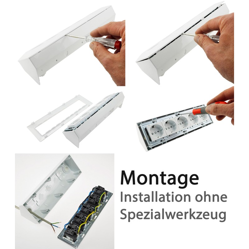 ChiliTec Steckdosenblock Ecksteckdose 4-Fach Mehrfachsteckdose mit USB-A USB-C PD für