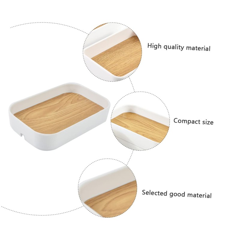 TEHAUX 1pc Wood Grain Desktop Storage Box Multi-Functional Organizer for