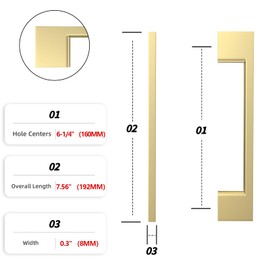 GIYURO 10 Pack 6-1/4 Inch(160mm) Cabinet Pulls Brushed Gold Kitchen Cabinet Handles Zinc Alloy Drawer Pulls Solid Cabinet Hardware