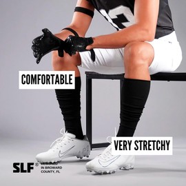 SLEEFS] Football Scrunch Socks - Extra Long Scrunchie Socks - Adult Size - Keeps Feet Dry - Football/Soccer - 1 Pack, Black, One Size