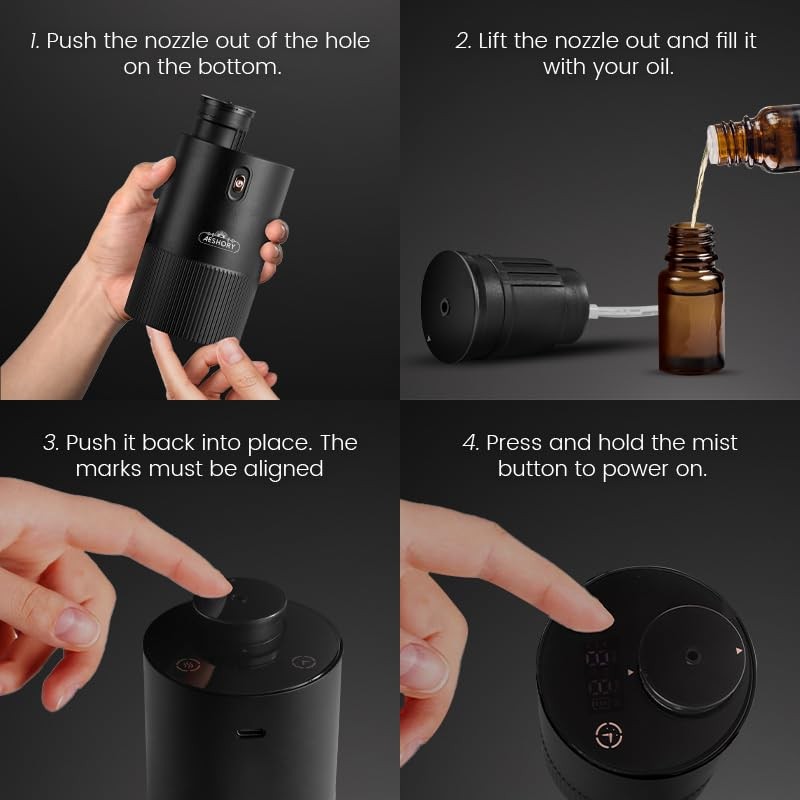 Waterless Diffuser for Essential Oil, Smart Car Air Freshener Diffuser,