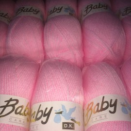 10 x 100g Woolcraft Babycare Baby Yarn, Wool, DK Double Knit (Pink)