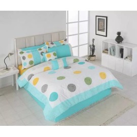 Primavera Edredón Mary Blue Matrimonial C/sábanas 10 Pzas Competition Color Aqua/blanco Diseño De La Tela Geométrico