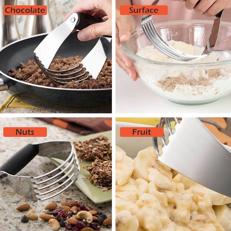 Stainless Steel Pastry Cutter and Dough Blender Set - Professional