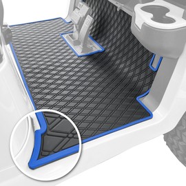 Xtreme Mats Club Car Compatible Golf Cart Mat, Full Coverage Rubber Floor Liner - Fits Club Car Models Precedent (2004-2025)/Onward & Tempo (2017-2025)/Villager & V4L (2019-2024) - Blue Trim