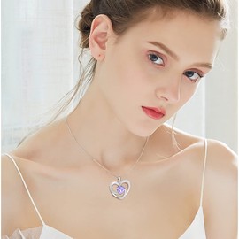Suyi June Birthstone Necklace Heart Sterling Silver Necklace Birthday Gift Birthstone Jewelry for Women