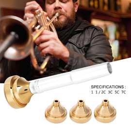 Leapiture Trumpet Mouthpiece Set, Brass Trumpet Mouthpiece with Storage Box, Musical Instrument Accessories for 1/2c 3c 5c 7c Music Lovers Beginners