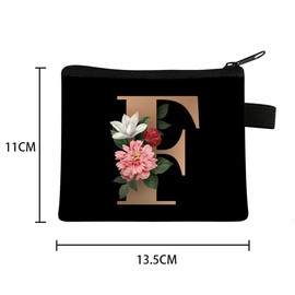 FAVORTALK Small Coin Purse with Zip Mini Coin Purses Boy Girl Floral Coin Bags Soft Velvet Coin Wallets with Zipper Initial Change Pocket for Women - 13608