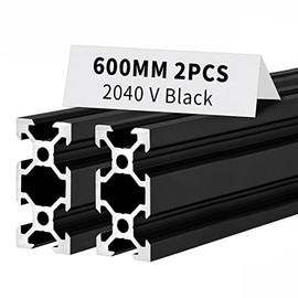 BELLA BAYS 2pcs 600mm 23.62" 2040 V Type Slot Aluminum Extrusion Profile European Standard 20mmx40mm Anodized Black Linear Rail Guide Frame for 3D Printer Laser Engraving Machine CNC Workbench DIY