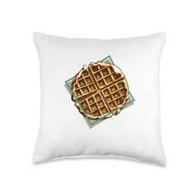 Waffles Syrup Food Eating Quotes Puristic Design Delicious Waffle Chef Throw Pillow, 16x16, Multicolor