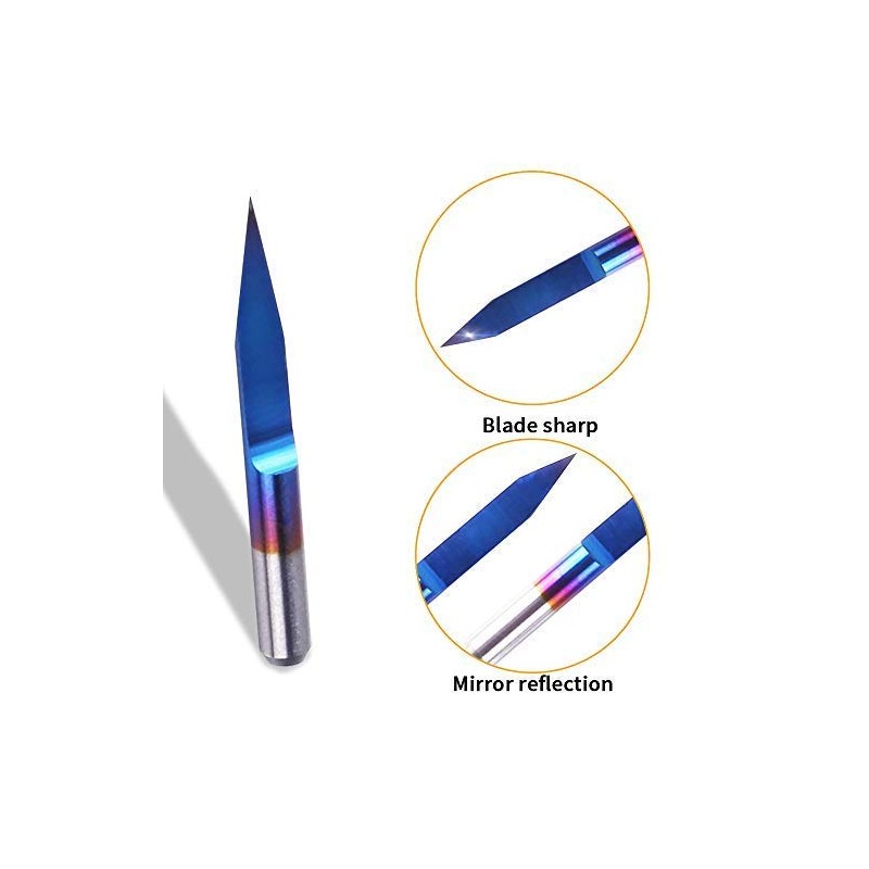 30 Degree V Groove Bit 0.1mm Carbide PCB Nano Blue