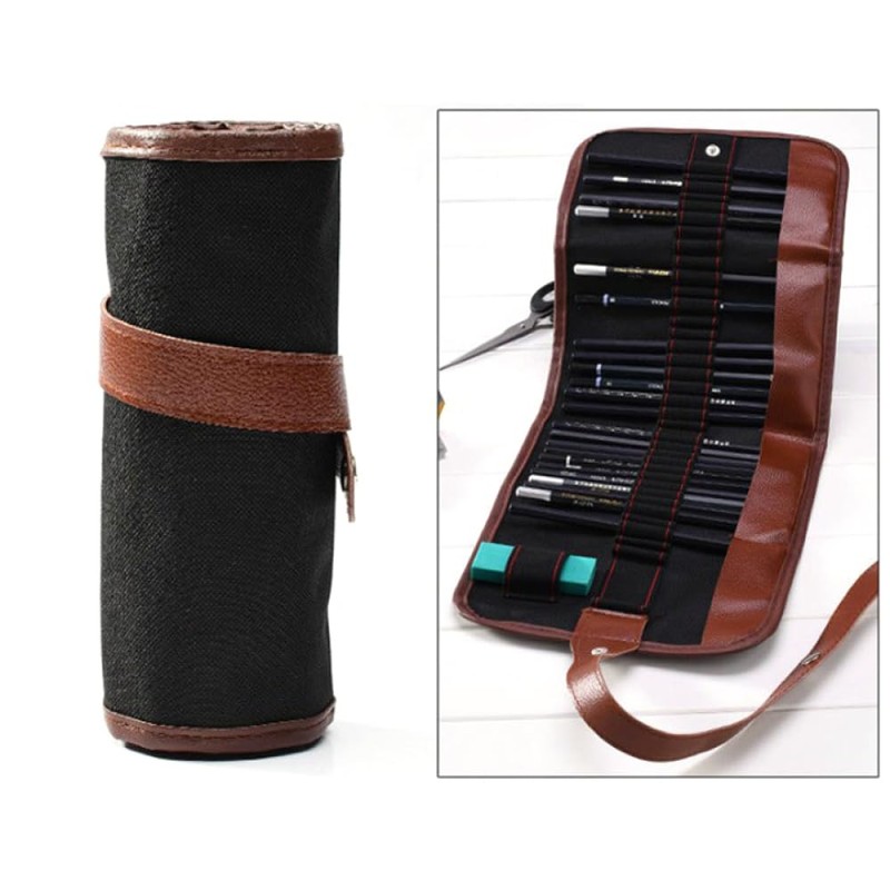 BE-TOOL Canvas Pencil Wrap Case, 72 Slots Portable Pencil Roll