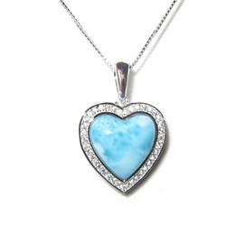 Tropical USA - Collar con Dije Colgante de corazón de Plata de Ley con Cadena DE 45,7 cm