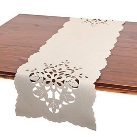 Bella Table Runner, 40 x 140 cm, Beige, Modern Table Runner with Laser Cut