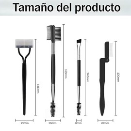 Juego de 4 Piezas Separador de Pestañas,Enchinador de Pestañas,Doble Punta Cepillo para Cejas,Profesionales Brocha para Cejas,Carrete de Pincel,Maquil