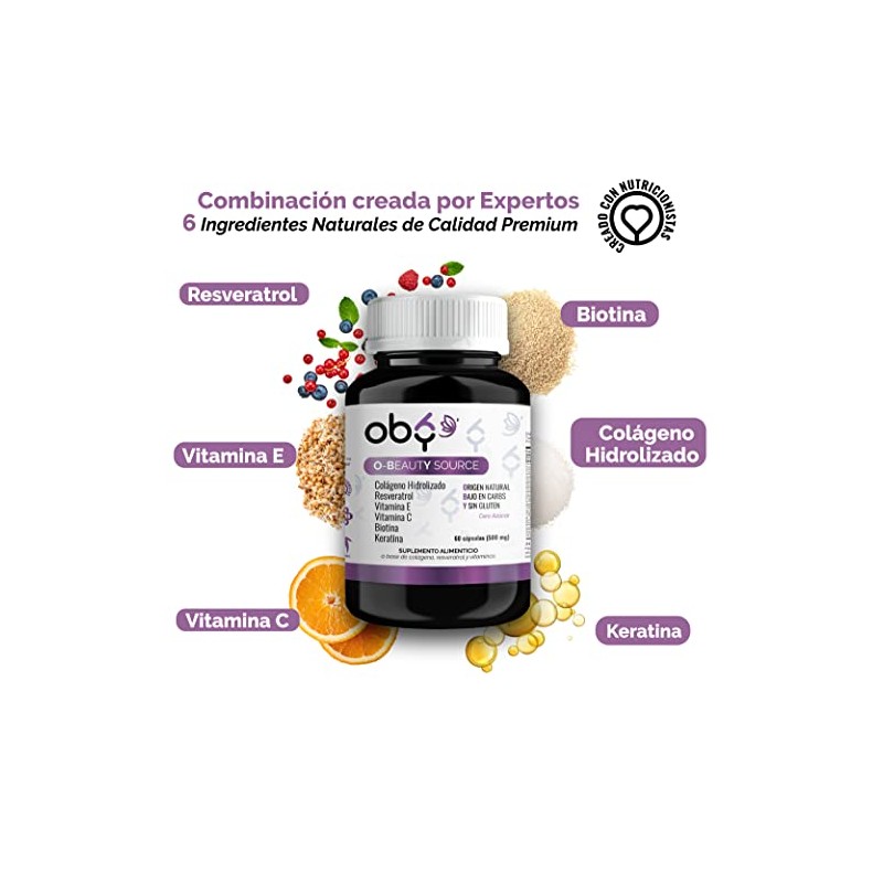 Vitaminas Cabello Mujer Capsulas Biotina Colágeno Keratina Vitamina Resveratrol Oby