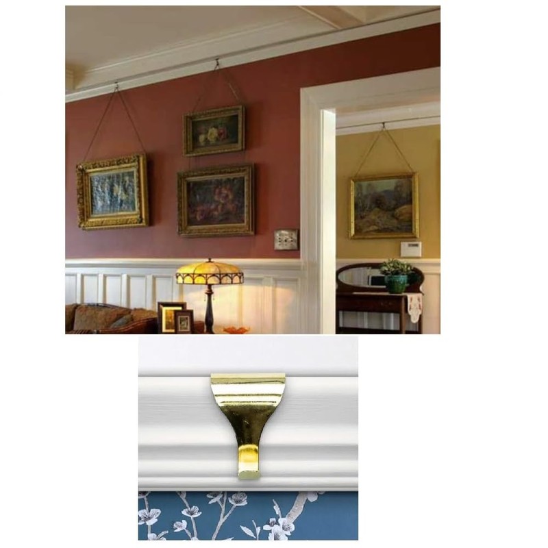 Merriway BH04788 (10 Pcs) EB Brass Plated Picture Rail Hanging
