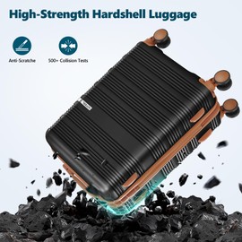 Hoteel 3 in 1 Luggage Sets, 20 24 28in Suitcase Hard shell Durable PC+ABS Spinner Wheels TSA Lock Large Capacity for Adult Child Carry-on, Black