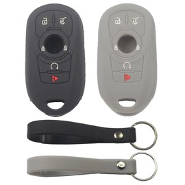 kcpros 2 fundas protectoras de silicona de goma con 5 botones para llavero inteligente sin llave con llavero compatible con Enclave Regal Encore negro y gris