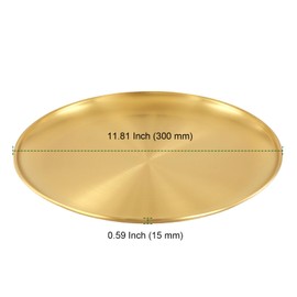 PINGEUI 8 Pack 11.8 Inch Gold Stainless Steel Plate, Round Metal Dinner Plate, Kitchenware golden plates, Dinner Dishes Serving Tray Plates for BBQ, Snack, Food Serving, Party
