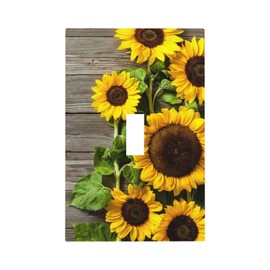 Wood Light Switch Covers 1 Toggle Sunflowers Rustic Single Toggle Wall Plate Decorative Switchcover Electrical Switchplate For Country Bathroom Bedroom