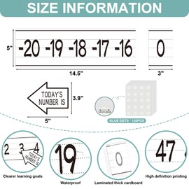 COCHIE Number Line Bulletin Board Border - 20 to 120 Classroom Decorations for Wall Total 34ft, Math Number Lines Border Strips Learning Poster Supplies for Students, Teachers (Simple)