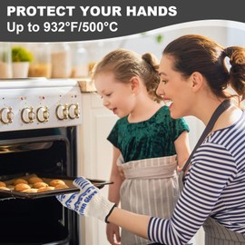 BBQ Gloves 932℉ Heat Resistant Oven Gloves, Cooking Gloves for BBQ, Grilling, Baking,Cutting, Smoker Fireplace-1 Pair (blue)