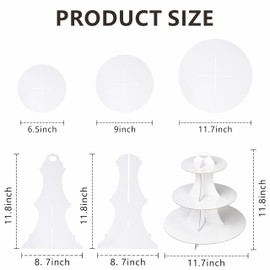 ROSYJUNE 3-Tier Cardboard Cupcake Stand,White Cupcake Stand Tower for Birthday Wedding DIY Dessert Decoration