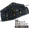 Star Pattern Black Mask, Sparkly Gold (Gold) 5 Layers, Non-Woven
