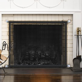 Fireplace Screen Safe Mesh Gate: Child Proof Barrier Guard Living Room Fire Place Cover for Baby Toddler and Pets- 29 x 44.5 inches