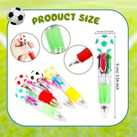 36 Pcs Soccer Sport Pen Multicolor 4 in 1 Soccer Party Favors Ballpoint Pen for Back to School Classroom Office Sport Gifts