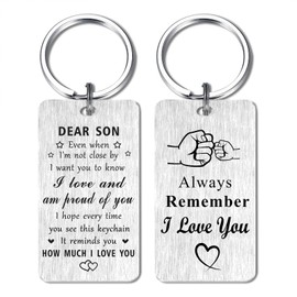 Jzxwan My Son Christmas Keyring Gifts, I Love You Son Key Ring, Proud of Our Son Gifts, Birthday Son Gifts, Son Graduation Present