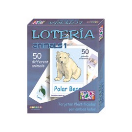 TEACH PLAY | Juego de Lotería Didáctica para Niños y Adolescentes de Animales en Inglés | Incluye 50 Animales | 2 a 18 Jugadores | Lotería Animals 1