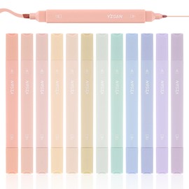 YISAN Pastel Highlighter Pens,Double Tip12 Colors Bible Highlighter Markers no bleed,70924