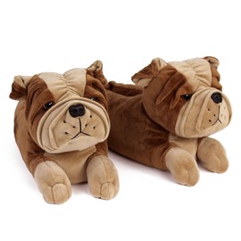 Everberry Bulldog Slippers - Plush Dog Animal Slippers, 9-12 Women /7-10 Men