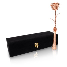 VonDelve 24K Rose Gold Dipped Long Stem Real Rose, Natural Handpicked Genuine Flower Preserved as an Everlasting Keepsake for Wife, Mother or Best Friend, Birthday or Anniversary Rose Gold