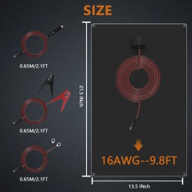 MHPOWOS Solar Powered 12 volt Battery Charger 10-50W Solar Panel Charger Car Battery - 30W