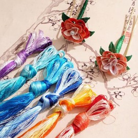 8PCS 20M Embroidery Thread Mulberry Silk Cross Stitch Threads Embroidery Floss for Sewing Knotting, Brown Tone