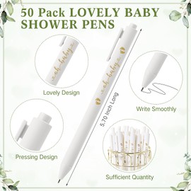 Geyoga 50 Sets Baby Shower Bookmark Favors 50 Baby Shower Pen It's a Girl Ballpoint Pen 50 Bookmarks and Organza Bags Favors for Guests Prizes Girl Boy Gender Reveal(White)