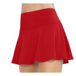 Sweet Hearts Minifalda para mujer, falda con pantalones cortos integrados, falda plisada de cintura alta, rendimiento atlético, Rojo -, X-Large