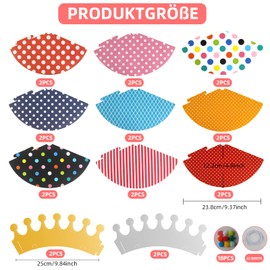 Foyods Pack of 22 Children's Party Hats, Multicoloured Birthday Cone Hats, Party Hats, Birthday Decoration Set, Paper Cone Hats, for Children, Adults, Family Celebrations