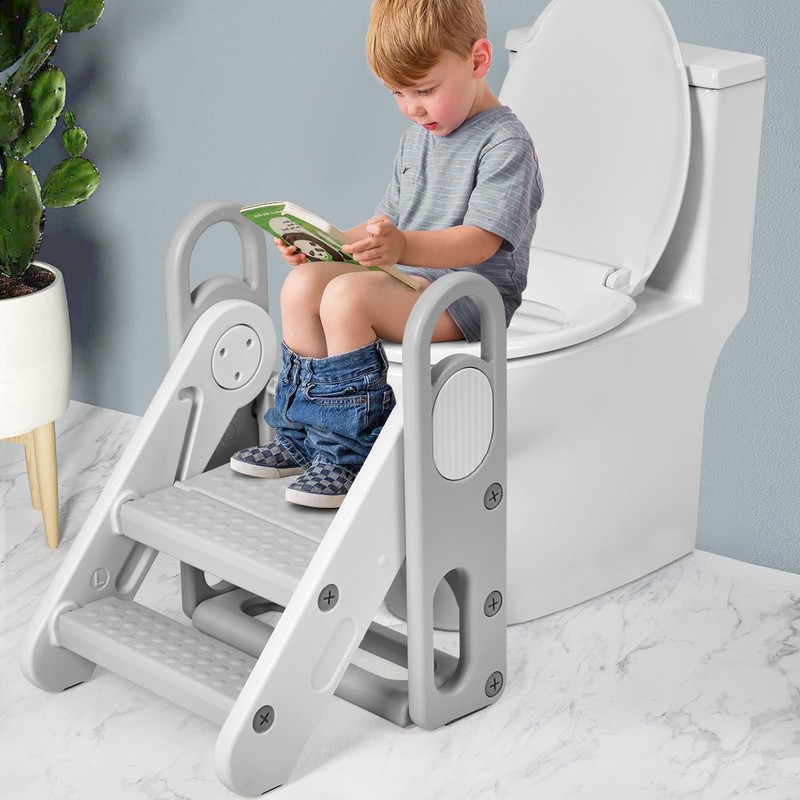 Takywep Foldable Toddler 3 Step Stool - Plastic Learning Helper,