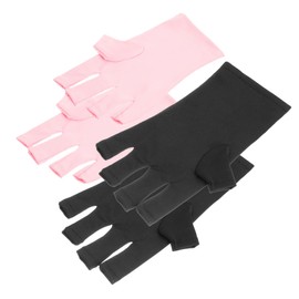 4 Pairs Nail Gloves Fingerless UV Gloves Manicure UV Manicure Gloves UV Fingerless Gloves for Women Reusable UV Gloves Manicure Protective Gloves UV Nail Glove Protector Polyester Healvian